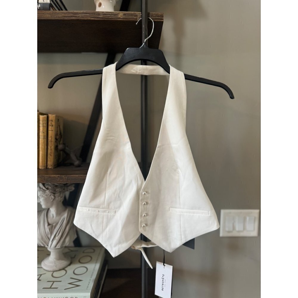 retrofete Florence Pearl Button Vest White Womens Size Large - Picture 5 of 8